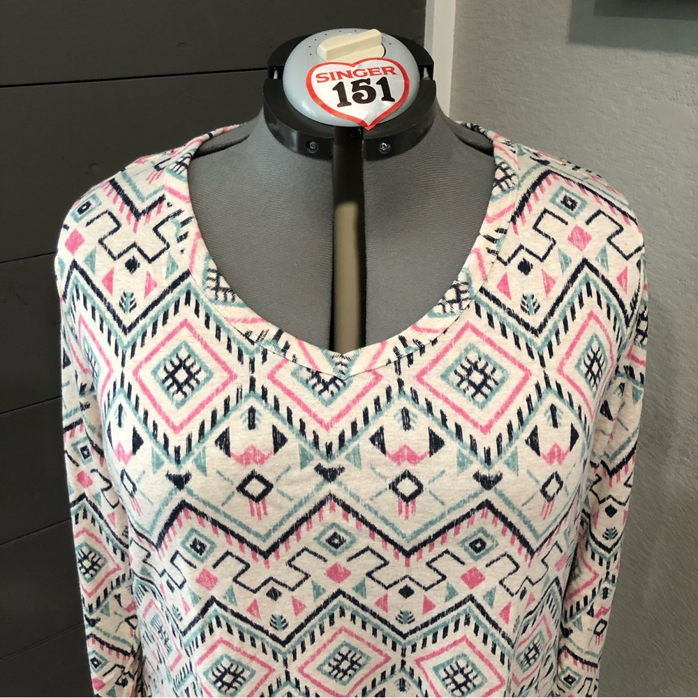 Plus size 2x blouse shirt Sonoma geometric design long sleeve